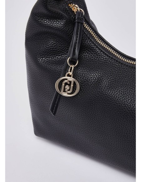 Borsa hobo piccola con medaglione logo Liu Jo – Nero/oro - foto 6