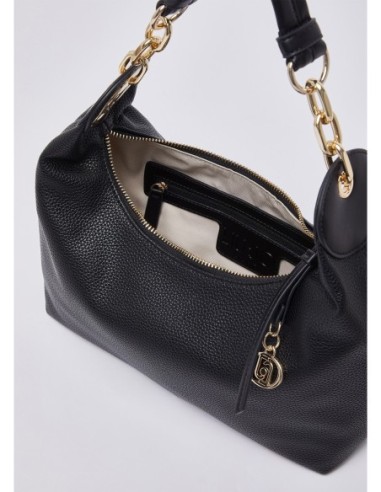 Borsa hobo piccola con medaglione logo Liu Jo – Nero/oro - foto 7