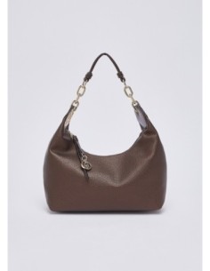 Borsa hobo piccola con medaglione logo Liu Jo – Testa di moro metallizzato - foto 1 2