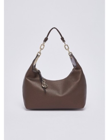 Borsa hobo piccola con medaglione logo Liu Jo – Testa di moro metallizzato - foto 2