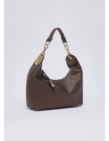 Borsa hobo piccola con medaglione logo Liu Jo – Testa di moro metallizzato - foto 3
