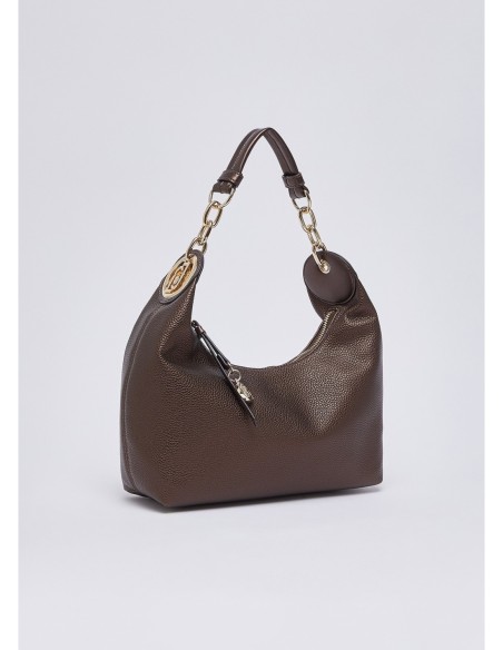 Borsa hobo piccola con medaglione logo Liu Jo – Testa di moro metallizzato - foto 3