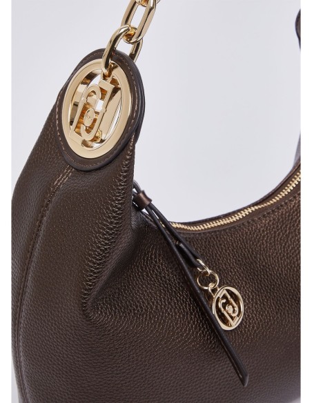 Borsa hobo piccola con medaglione logo Liu Jo – Testa di moro metallizzato - foto 5