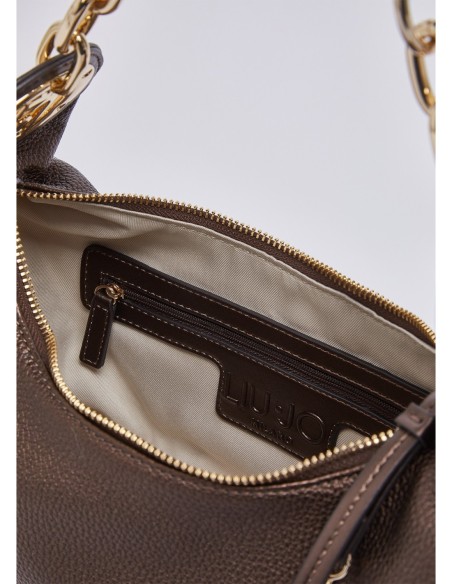 Borsa hobo piccola con medaglione logo Liu Jo – Testa di moro metallizzato - foto 7