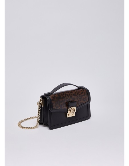 Borsa a tracolla piccola con inserto animalier Liu Jo – Nero animalier - foto 3