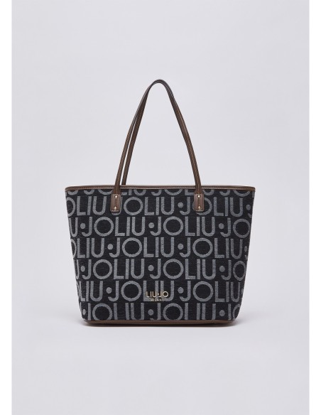 Borsa tote media con lettering logo Liu Jo – Nero - foto 2