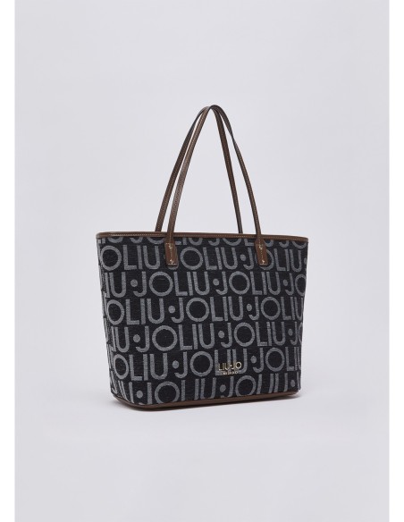 Borsa tote media con lettering logo Liu Jo – Nero - foto 3