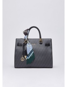 Borsa satchel media effetto saffiano con foulard Liu Jo – Nero - foto 1 2
