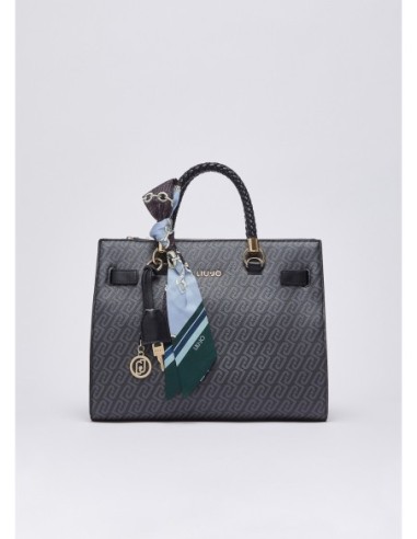 Borsa satchel media effetto saffiano con foulard Liu Jo – Nero - foto 2