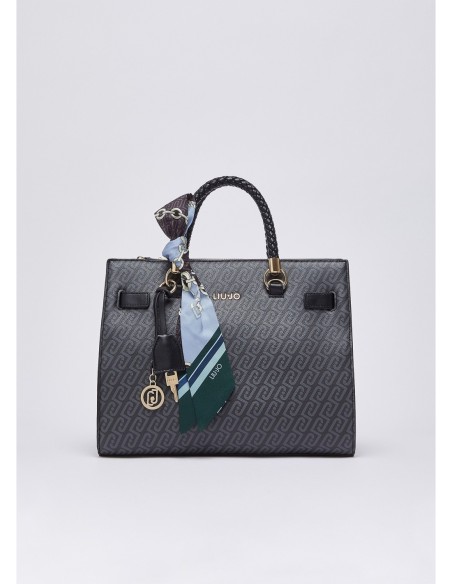 Borsa satchel media effetto saffiano con foulard Liu Jo – Nero - foto 2