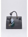 Borsa satchel media effetto saffiano con foulard Liu Jo – Nero
