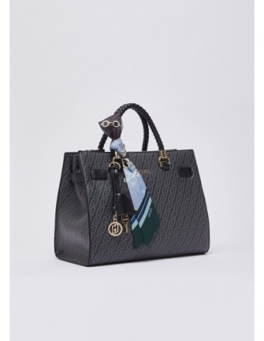 Borsa satchel media effetto saffiano con foulard Liu Jo – Nero - foto 3