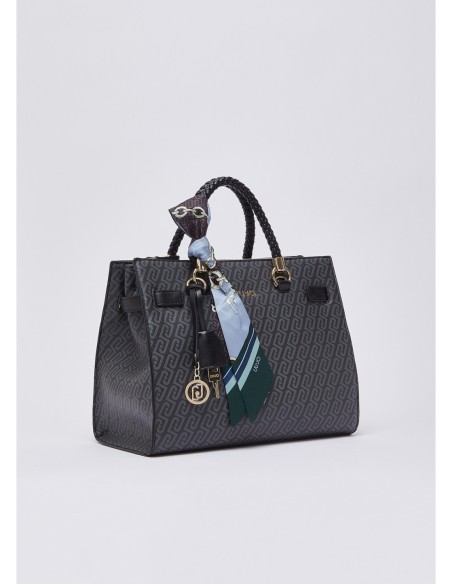 Borsa satchel media effetto saffiano con foulard Liu Jo – Nero - foto 3
