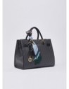 Borsa satchel media effetto saffiano con foulard Liu Jo – Nero