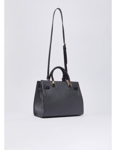 Borsa satchel media effetto saffiano con foulard Liu Jo – Nero - foto 4