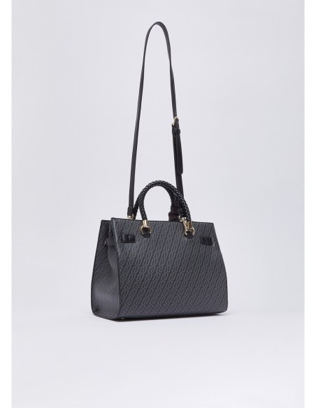 Borsa satchel media effetto saffiano con foulard Liu Jo – Nero - foto 4