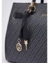 Borsa satchel media effetto saffiano con foulard Liu Jo – Nero