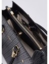 Borsa satchel media effetto saffiano con foulard Liu Jo – Nero