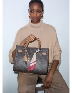 Borsa satchel media effetto saffiano con foulard Liu Jo – Beige - foto 1