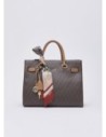Borsa satchel media effetto saffiano con foulard Liu Jo – Beige