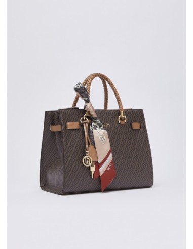 Borsa satchel media effetto saffiano con foulard Liu Jo – Beige - foto 3