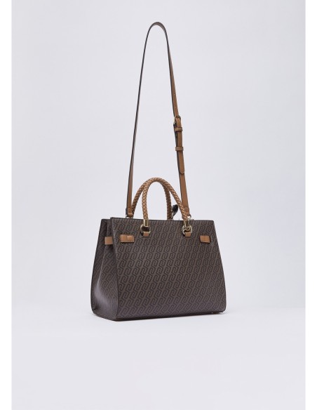 Borsa satchel media effetto saffiano con foulard Liu Jo – Beige - foto 4