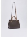 Borsa satchel media effetto saffiano con foulard Liu Jo – Beige