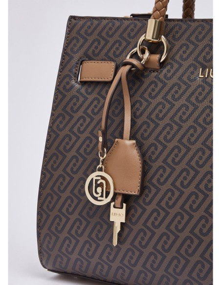 Borsa satchel media effetto saffiano con foulard Liu Jo – Beige - foto 5