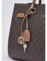Borsa satchel media effetto saffiano con foulard Liu Jo – Beige