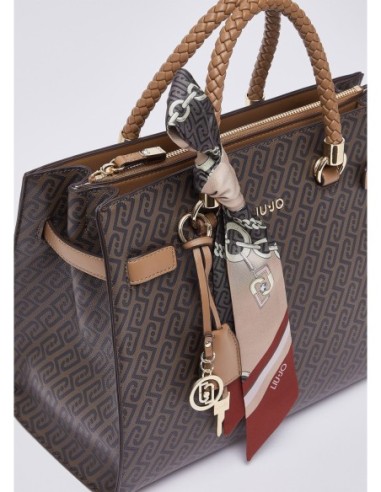 Borsa satchel media effetto saffiano con foulard Liu Jo – Beige - foto 6