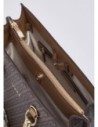 Borsa satchel media effetto saffiano con foulard Liu Jo – Beige