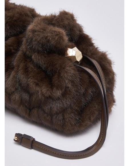 Borsa Riccy piccola in pelliccia sintetica Liu Jo – Marrone scuro - foto 5