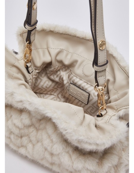 Borsa Riccy piccola in pelliccia sintetica Liu Jo – Panna - foto 7