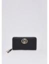 Portafoglio zip around con medaglione logo Liu Jo – Nero/oro