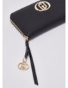 Portafoglio zip around con medaglione logo Liu Jo – Nero/oro