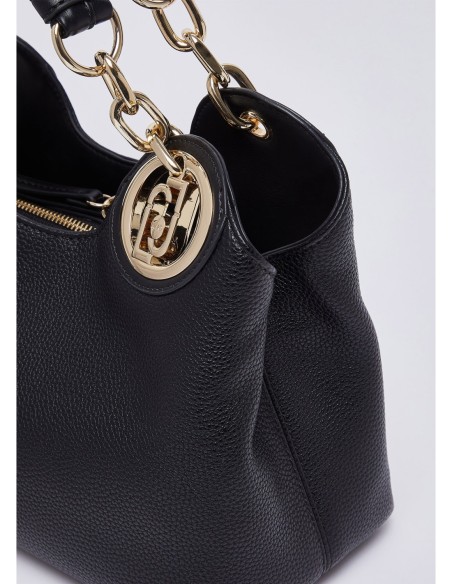 Borsa a mano piccola effetto bottalato Liu Jo – Nero/oro - foto 5