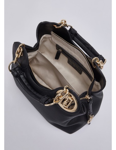 Borsa a mano piccola effetto bottalato Liu Jo – Nero/oro - foto 7