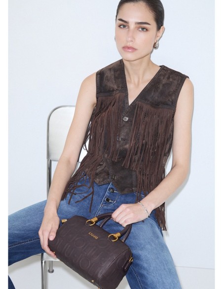 Borsa a mano piccola con logo debossed Liu Jo – Marrone scuro - foto 1