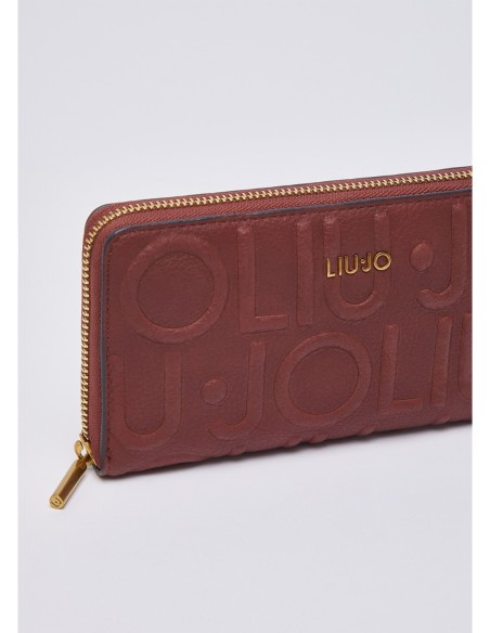 Portafoglio grande con logo debossed Liu Jo – Bordeaux scuro - foto 3