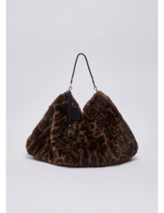 Borsa grande in pelliccia sintetica animalier Liu Jo – Nero animalier - foto 1 2