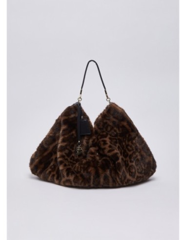 Borsa grande in pelliccia sintetica animalier Liu Jo – Nero animalier - foto 2