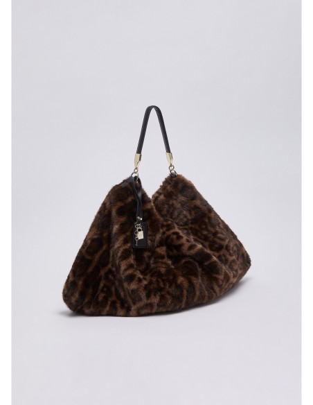 Borsa grande in pelliccia sintetica animalier Liu Jo – Nero animalier - foto 3