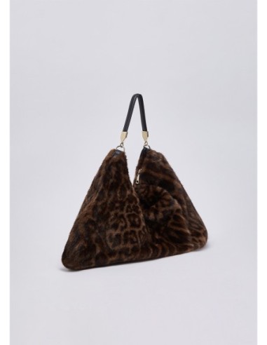 Borsa grande in pelliccia sintetica animalier Liu Jo – Nero animalier - foto 4