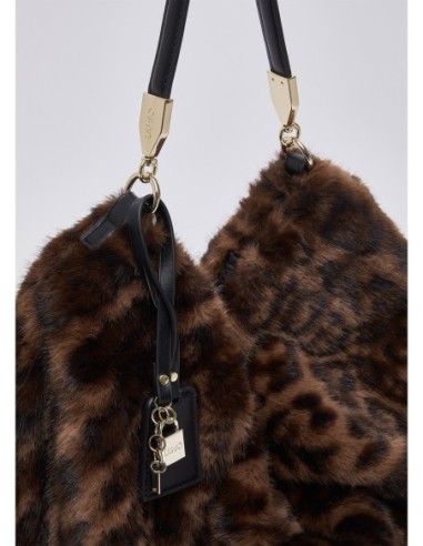 Borsa grande in pelliccia sintetica animalier Liu Jo – Nero animalier - foto 5