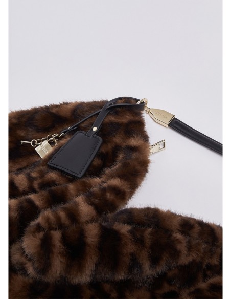 Borsa grande in pelliccia sintetica animalier Liu Jo – Nero animalier - foto 6