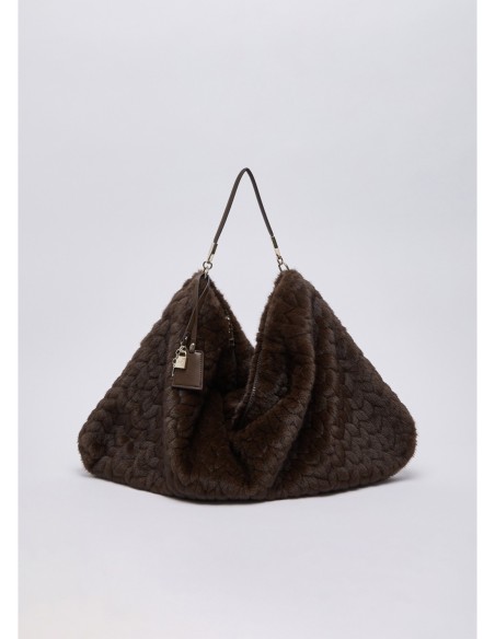 Borsa grande in pelliccia sintetica Liu Jo – Marrone scuro - foto 2
