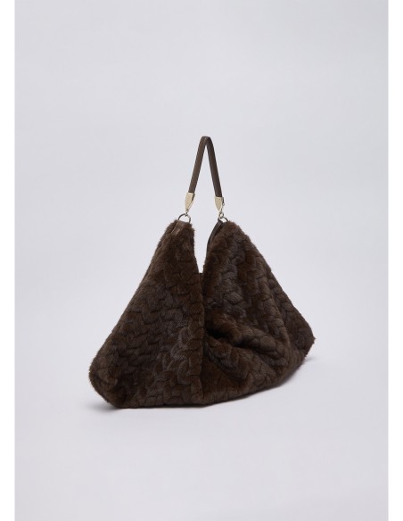 Borsa grande in pelliccia sintetica Liu Jo – Marrone scuro - foto 4