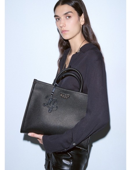 Borsa tote media effetto bottalato Liu Jo – Nero - foto 1