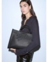 Borsa tote media effetto bottalato Liu Jo – Nero