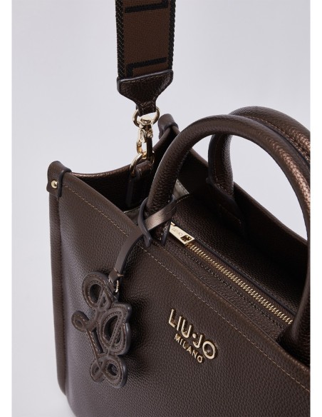 Borsa tote media effetto bottalato Liu Jo – Testa di moro metallizzato - foto 3
